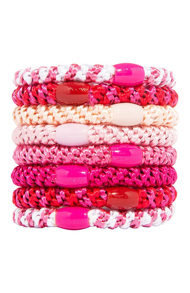 L.Erickson Grab & Go Ponytail Holders Set of Eight - Think Pink