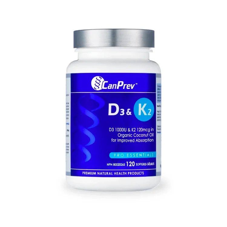 CanPrev D3 & K2 - Organic Coconut Oil 120 Softgels @