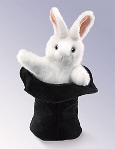 Folkmanis Rabbit in Hat Hand Puppet