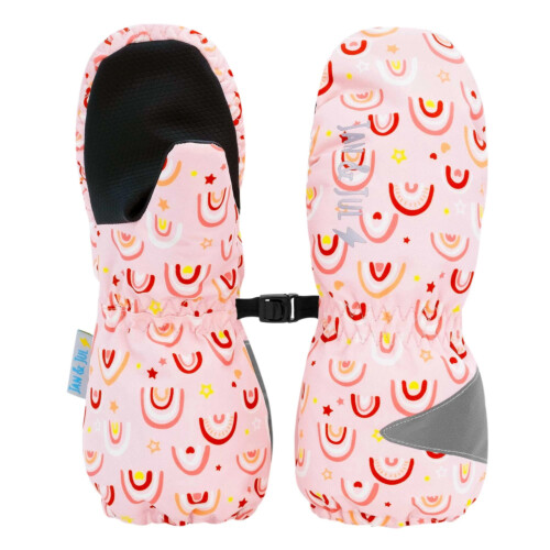 Jan & Jul Cozy-Dry Waterproof Rain Mittens - Pink Rainbow - S
