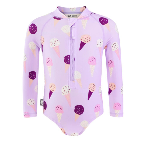 Jan & Jul Girls One Piece UV Swimsuit - Lavender Ice Cream 2T