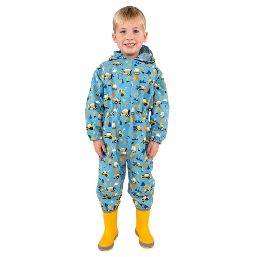Jan & Jul Kids Cozy-Dry Rain Play Suit Fleece Lined - Under Construction - 4T