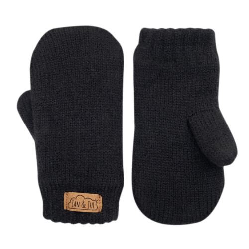 Jan & Jul Kids Knit Mittens - Black - S