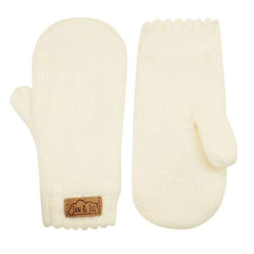 Jan & Jul Kids Knit Mittens - Cream - S