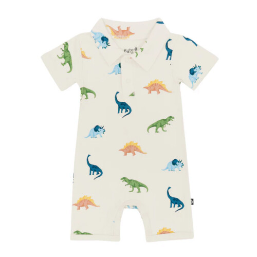 Kyte Baby Polo Shortall in Ecru Roar 3-6 Months