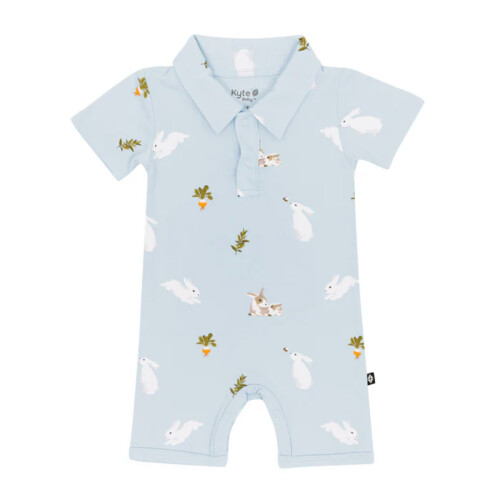 Kyte Baby Polo Shortall in Ice Rabbit 3-6 Months