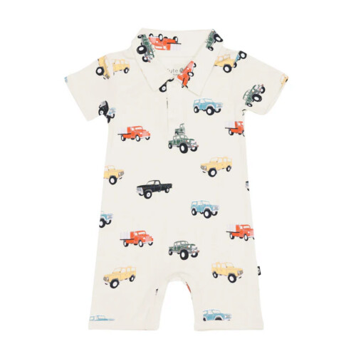 Kyte Baby Polo Shortall in Vintage Truck 6-12 Months