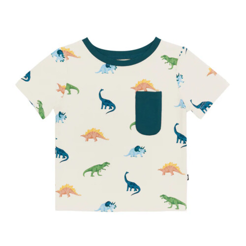 Kyte Baby Toddler Crew Neck Tee in Ecru Roar 2T