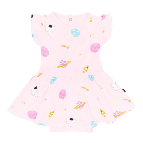 Kyte Baby Twirl Bodysuit Dress in Sakura Space 3-6 Months