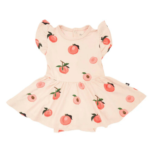 Kyte Baby Twirl Bodysuit Dress in Peach 3-6 Months