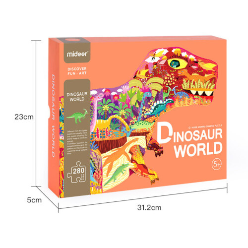 Mideer Huge Animal-Shaped Puzzle Dinosaur World Puzzle 280 Pieces 5Years+