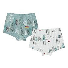 Nest Designs Girl Boy Short Underwear (Avocado Bamboo, 2 Pack) - Forest Fun - Forest Fun - 5Y-6Y