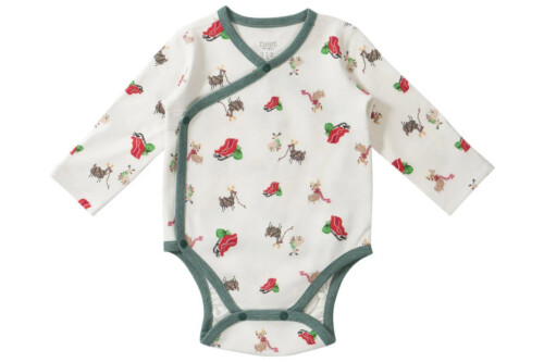 Nest Designs Long Sleeve Kimono Onesie - Sleigh All Day - 3M-6M
