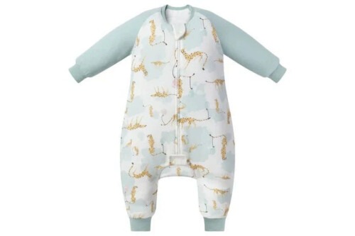 Nest Designs Raglan Bamboo Long Sleeve Footed Sleep Bag 2.5 TOG - Cheetah Party - 3T-4T