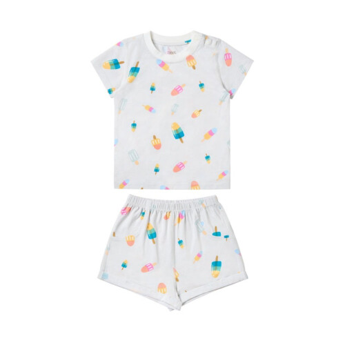Nest Designs Short Sleeve Two-Piece PJ Set (Bamboo Jersey) - Summer Pops 2T-3T