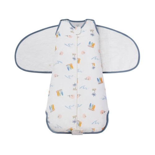 Nest Designs Swaddle Sleep Bag 0.5 TOG (Organic Cotton) - Pastel Waves 0-6M