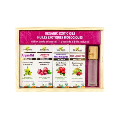 New Roots Organic Exotic Oils Set (15ml x 4 Roller Bottle) @