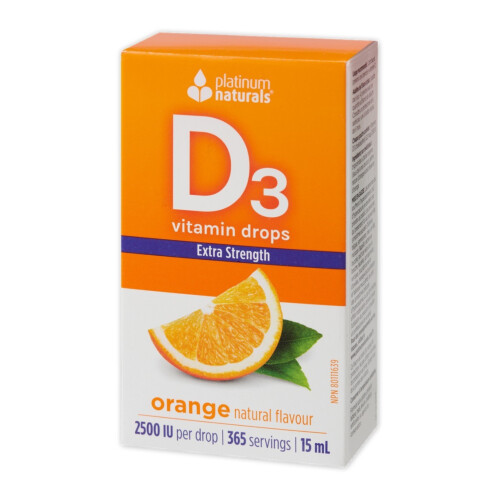 Platinum Naturals Vitamin D3 Drops 2500 IU - Orange 15ml @