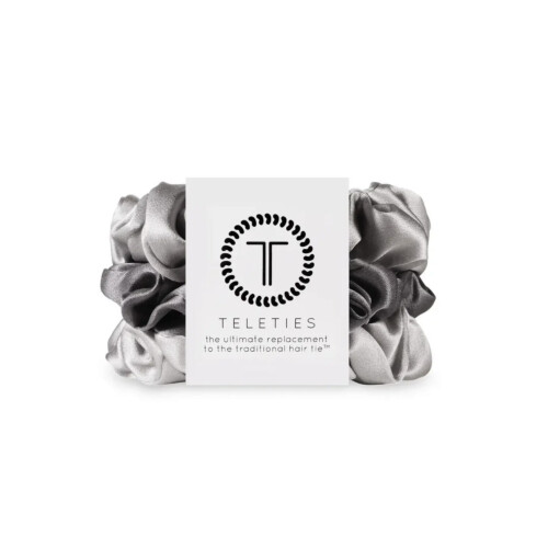 TELETIES Silk Scrunchies Small - Silver Frames