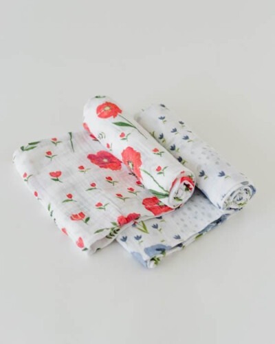 Little Unicorn Organic Cotton Muslin Swaddle 2 Pack Summer Poppy