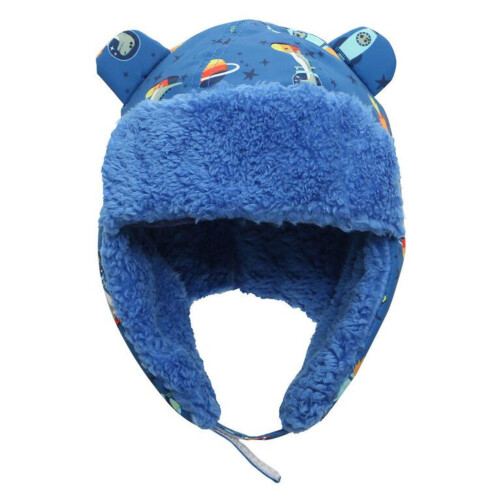 FlapjackKids Water Repellent Trapper Hat - Dino Blue 6-24M