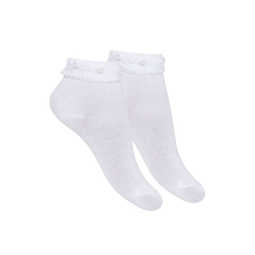 Condor Floral Ankle Socks With Folded Cuff Blanco 200 (White)