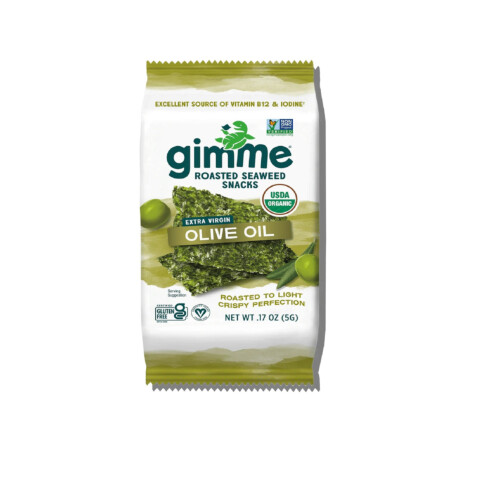 gimMe Organic Premium Roasted Seaweed Snack - Extra Virgin Olive Oil 5g x 6 Bags