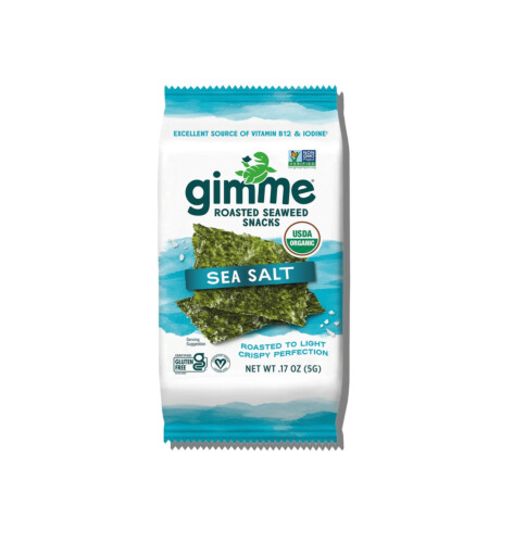 gimMe Organic Premium Roasted Seaweed Snack - Sea Salt 5g x 6 Bags