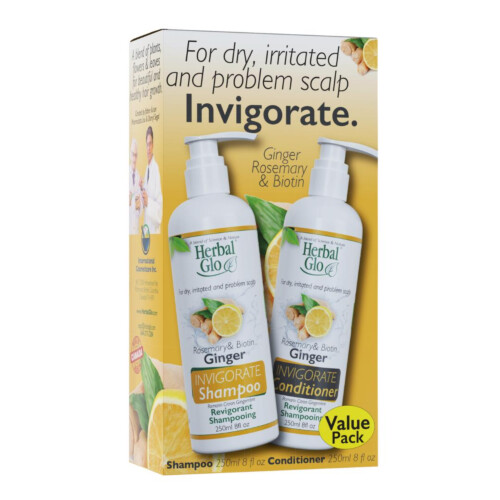 Herbal Glo Invigorate Shampoo & Conditioner - Ginger 2x250ml (VALUE PACK)