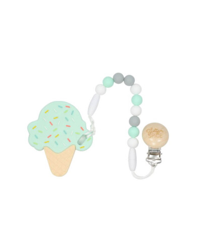 Glitter & Spice Ice Cream Cone Teether - Cotton Candy
