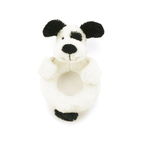Jellycat Bashful Black & Cream Puppy Ring Rattle