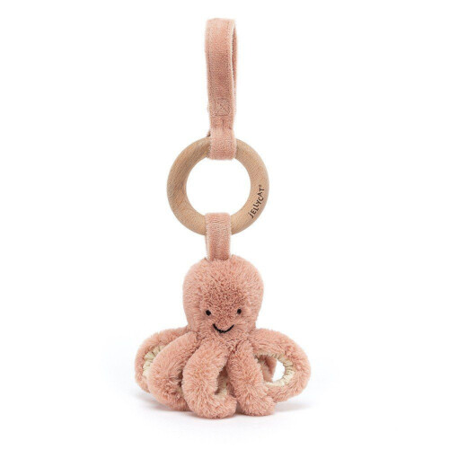 Jellycat Odell Octopus Wooden Ring Stroller Toy