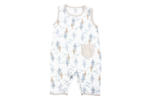 Nest Designs Bamboo Pima Sleeveless Romper - Ocean Float 12-18M
