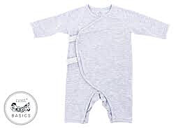 Nest Designs Basics Bamboo Cotton Kimono Long Sleeve Romper - Grey Dawn 0-3M