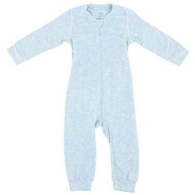 Nest Designs Basics Bamboo Cotton Kimono Long Sleeve Romper - Mist 0-3M