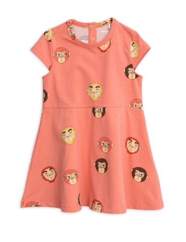 Mini Rodini Monkey Aop SS Dress Pink