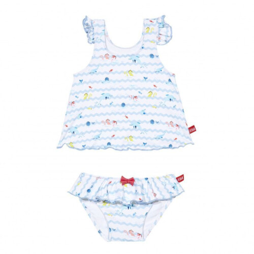 Condor Tankini Sea Animals Swimsuit With Small Bows UPF50 Light Blue Azulclar 429