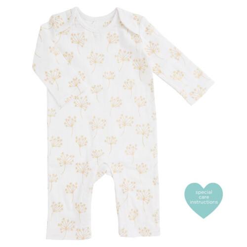 Aden & Anais Long Sleeve Kimono Body Suit - Metallic Gold Dandelion (3-6m)