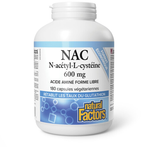 Natural Factors N-A-C (N-Acetyl-L-Cysteine) 600mg 180 Veg Caps @