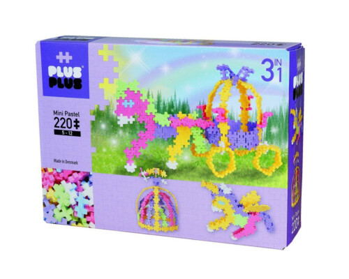 PLUSPLUS 3 in 1 Pastel Unicorn & Carriage Set 220pcs