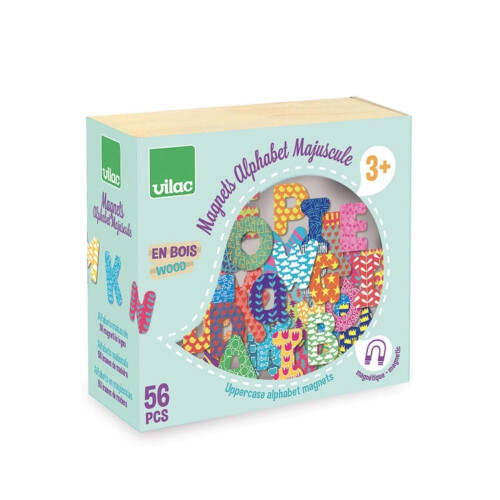 Vilac Magnetic Alphabet Upper Case Wood Set 56 Pieces