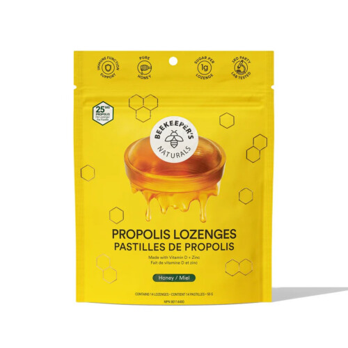 BeeKeeper's Naturals Propolis Lozenges - Honey 14 Lozenges