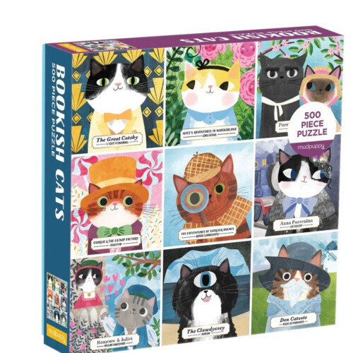 Galison Bookish Cats 500 Piece Family Puzzle