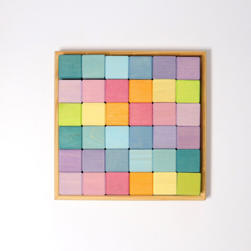 Grimm's Squares 4x4cm building set (36 pcs) PASTEL