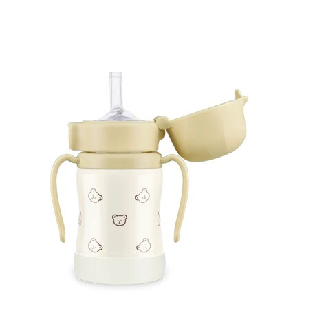 Grosmimi Stainless Straw Cup 200ml - Dotgom/Butter