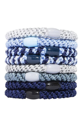 L.Erickson Grab & Go Ponytail Holders Set of Eight - Denim