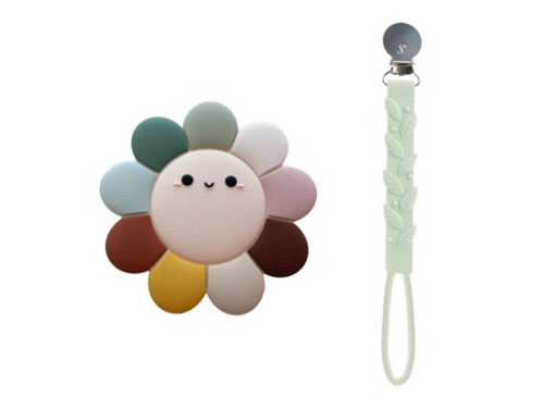 Loulou Lollipop Daisy Silicone Teether - Daisy Rainbow