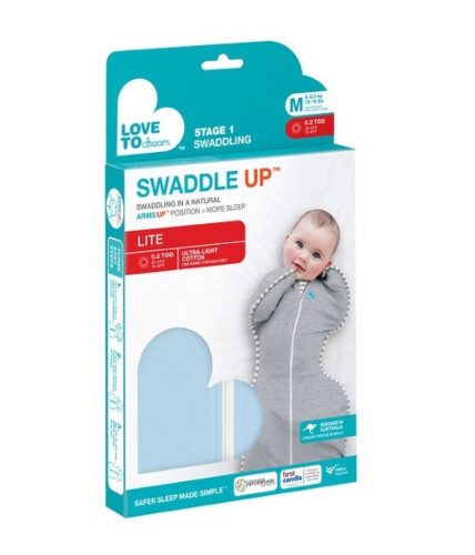 Love To Dream Swaddle UP Lite Light Blue - Small 0.2 Tog