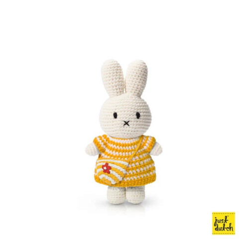 Miffy Just Dutch Handmade and Her Striped Bag - Yellow with Striped Bag