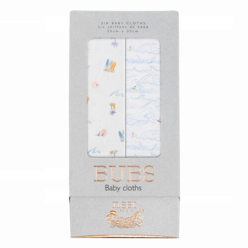 Nest Designs Bubs Baby Washcloths (Bamboo, 6 Pack) - Surf Camp